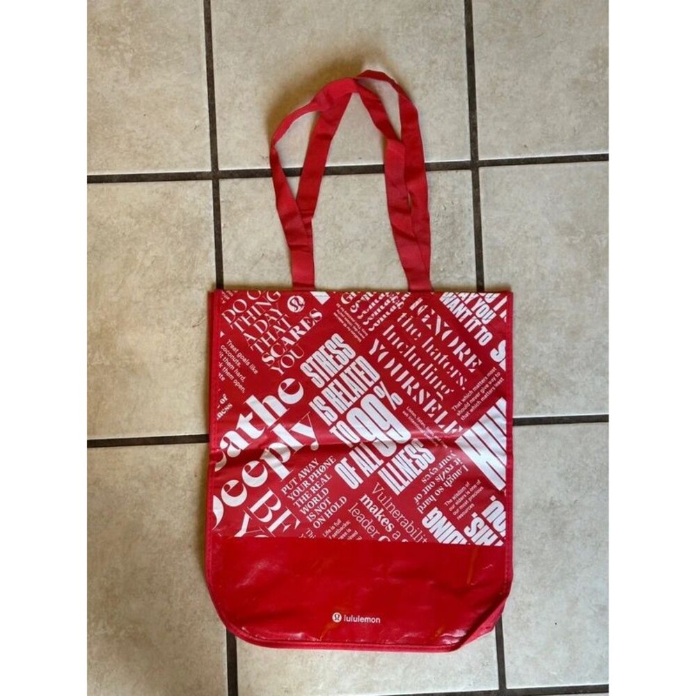 Lululemon Red & White Medium Reusable Shopping Bag